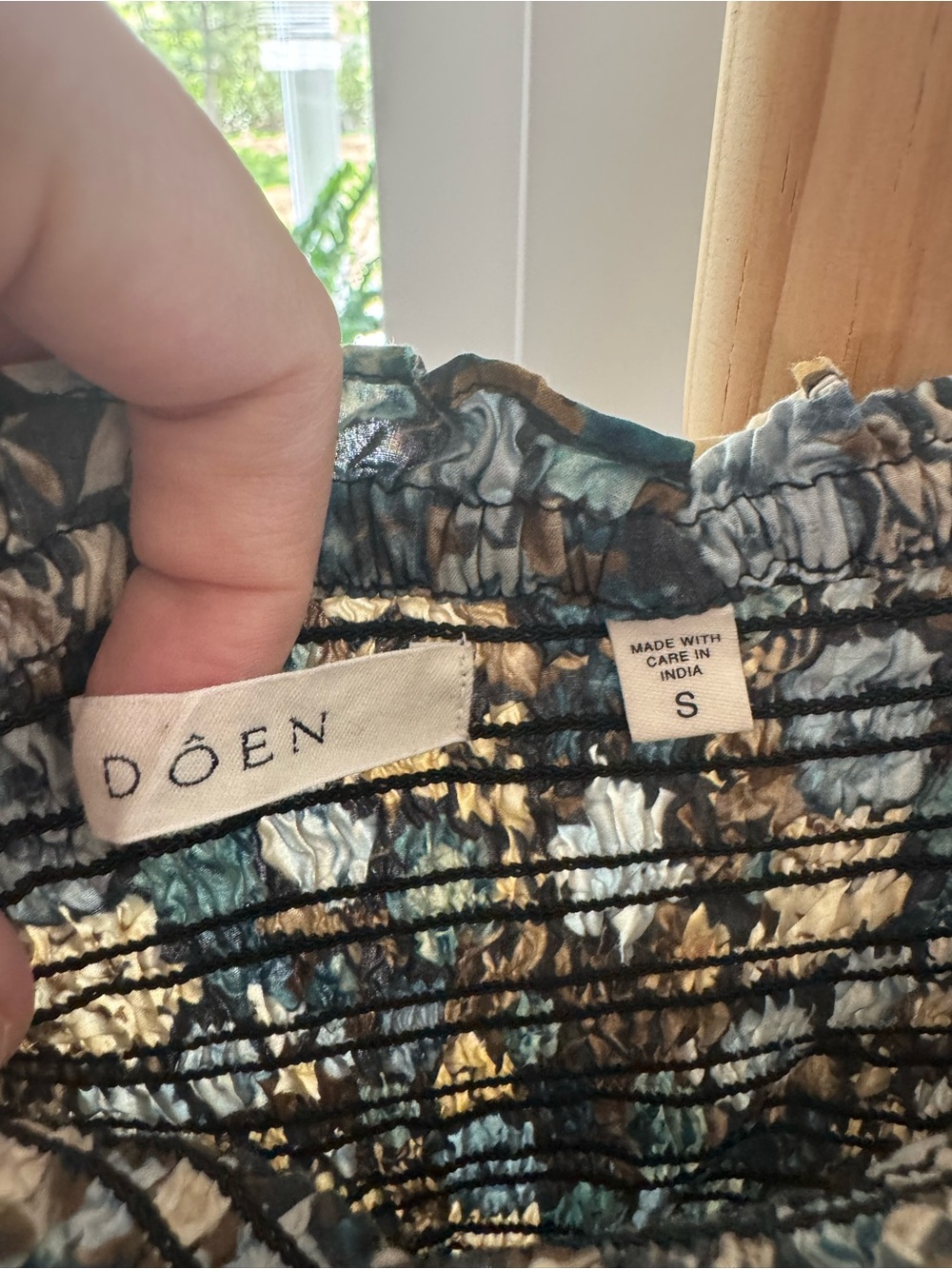 DÔEN Floral Smocked Maxi Dress Small Blue Puff Sleeve Cottagecore - Picture 2 of 5